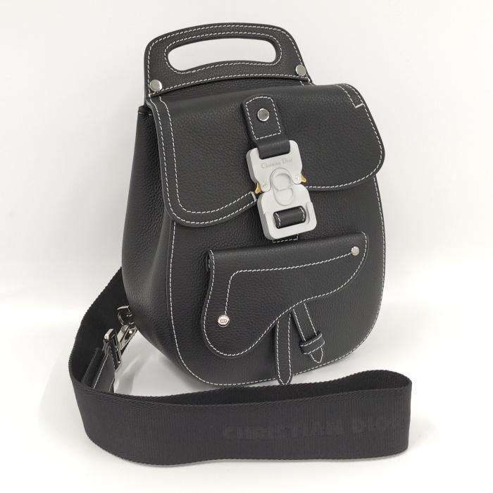 Christian Dior 【中古】Christian ボディバッグ ロゴ レザー ブラック 
