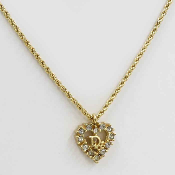 DIORハート型ゴールドペンダントネックレス