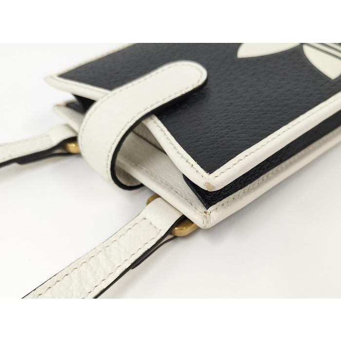 GUCCI（グッチ） × ADIDAS スマホショルダーバッグ レザー ブラック 