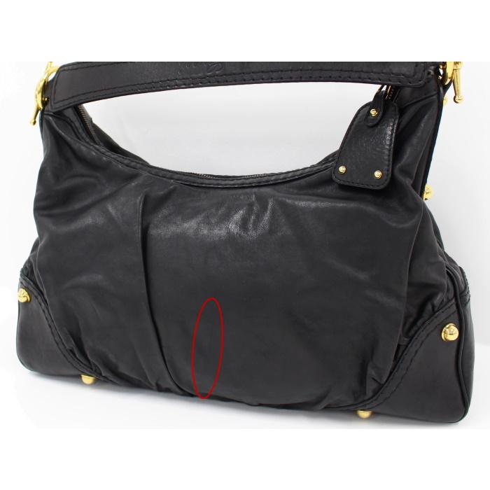 GUCCI レザーショルダーバッグ GUCCI 【中古】GUCCI ワンショルダーバッグ レザー ブラック