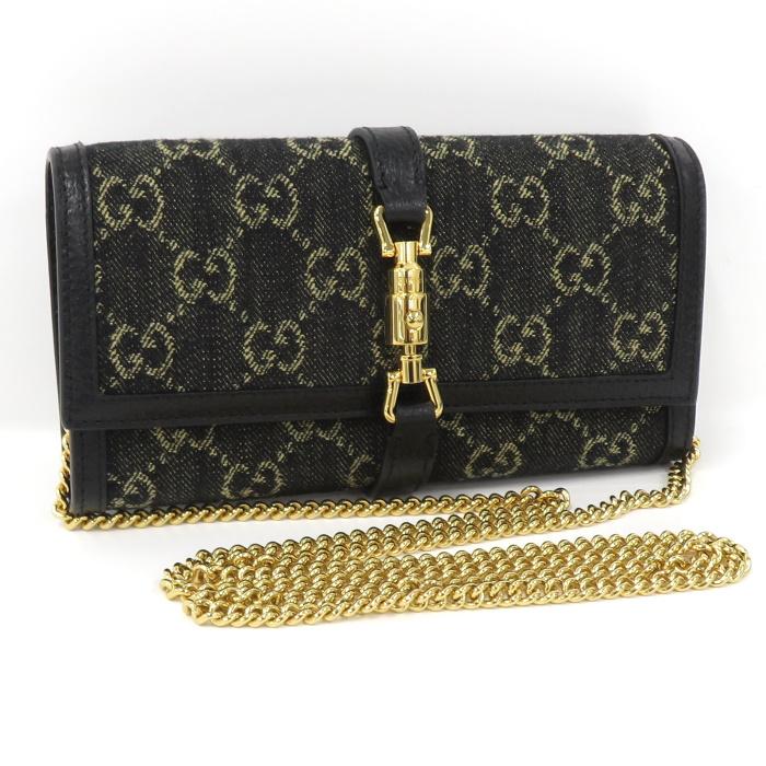 GUCCI 【中古】GUCCI チェーンウォレット 二つ折り長財布 ジャッキー 