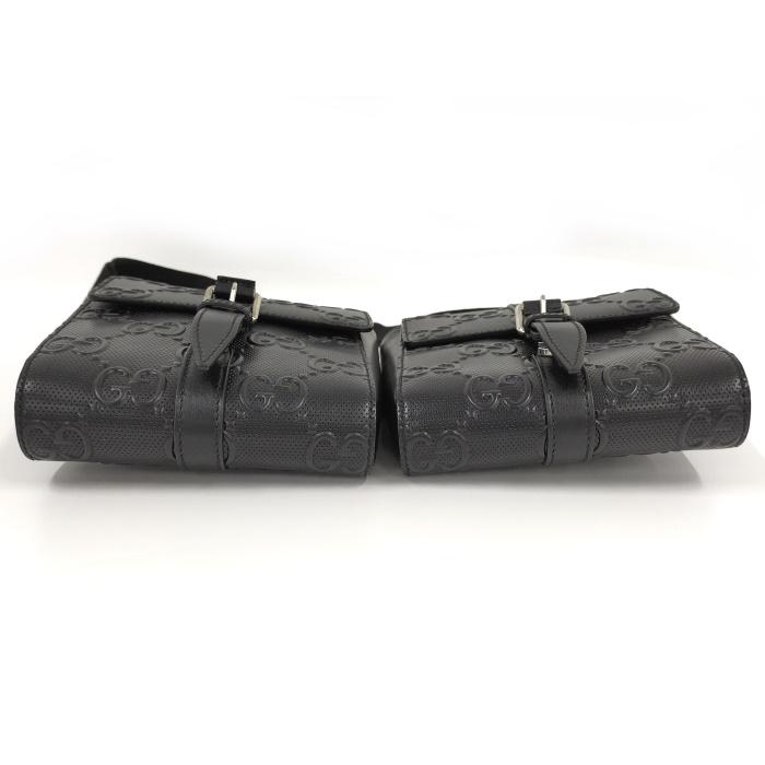 GUCCI 【中古】GUCCI ウエストバッグ GGエンボス レザー