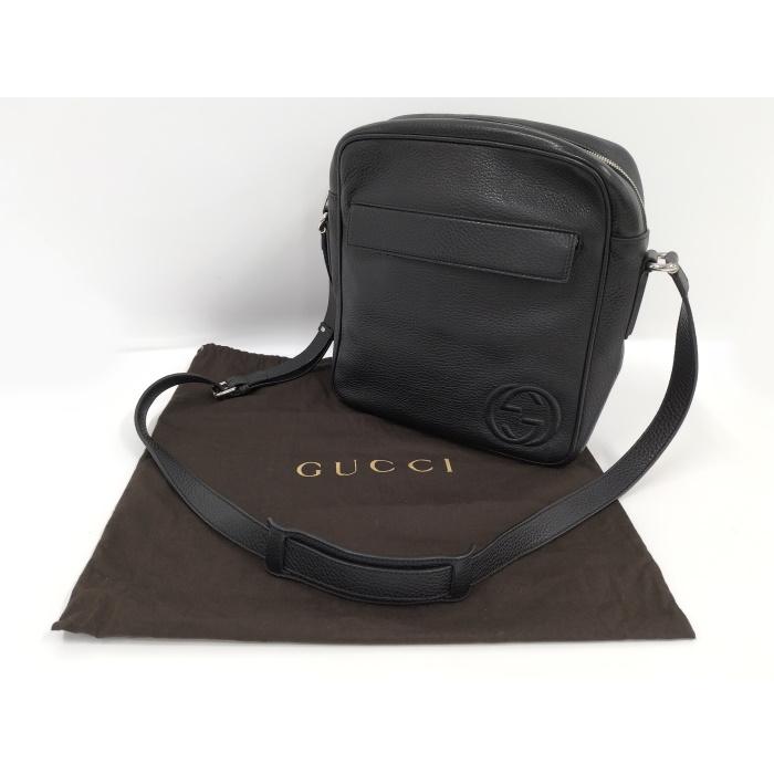 【中古】GUCCI ショルダーバッグ　ブラックレザー　インターロッキングG GUCCI 【中古】GUCCI ショルダーバッグ インターロッキングG