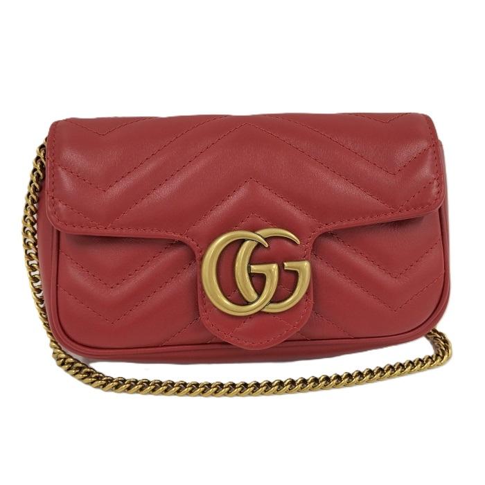 GUCCI ミニチェーンショルダーバッグ GGマーモント レザー