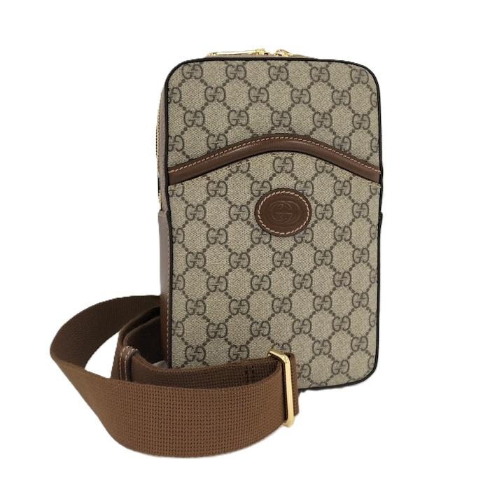 グッチ　ショルダーバッグ　革ロゴ　GGスプリーム　大容量　ベージュ　PVCレザー GUCCI ショルダーバッグ GGスプリーム PVC レザー ベージュ