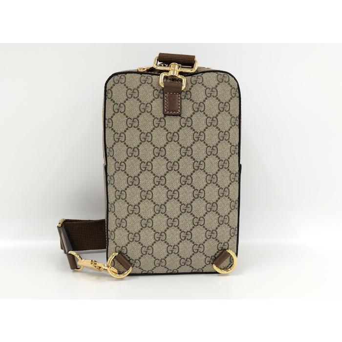 グッチ　ショルダーバッグ　革ロゴ　GGスプリーム　大容量　ベージュ　PVCレザー グッチ GGスプリーム PVC×レザー ショルダーバッグ ベージュ