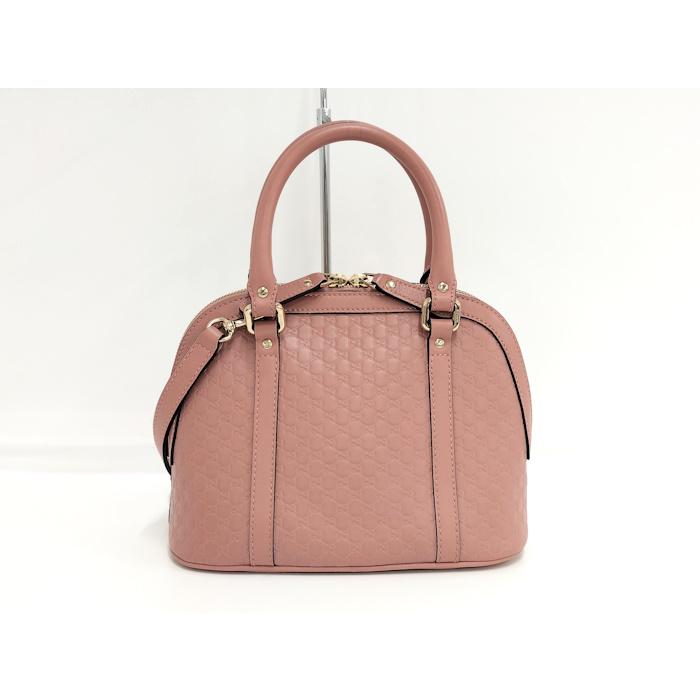 GUCCI 2WAYハンドバッグ マイクログッチシマ レザー ピンク