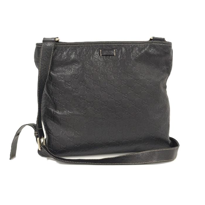 GUCCI ショルダーバッグ グッチシマ レザー ブラック 201446