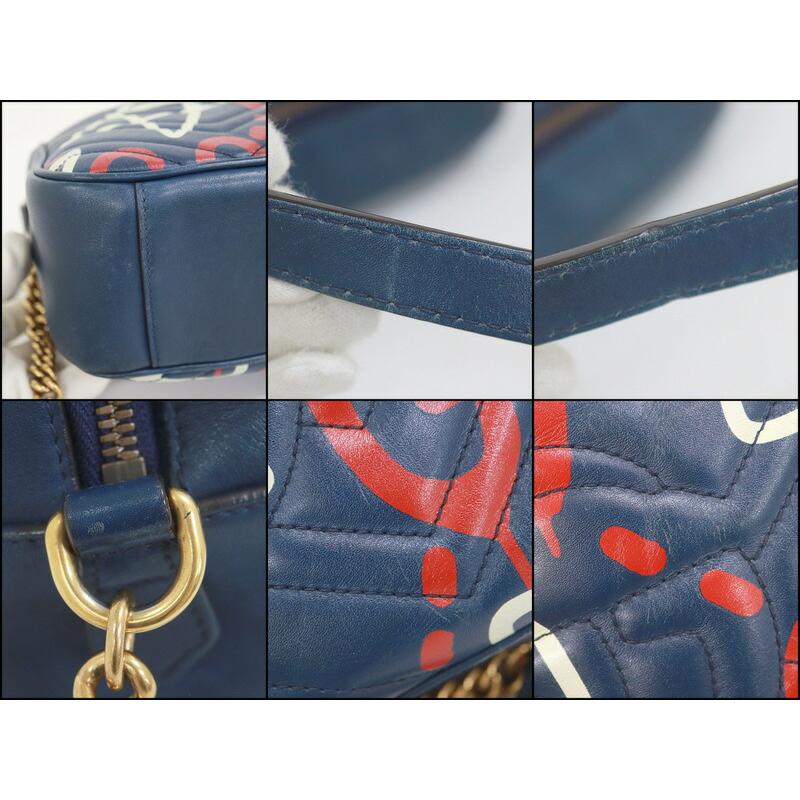 GUCCI グッチ チェーンショルダーバッグ GGマーモント ゴースト レザー