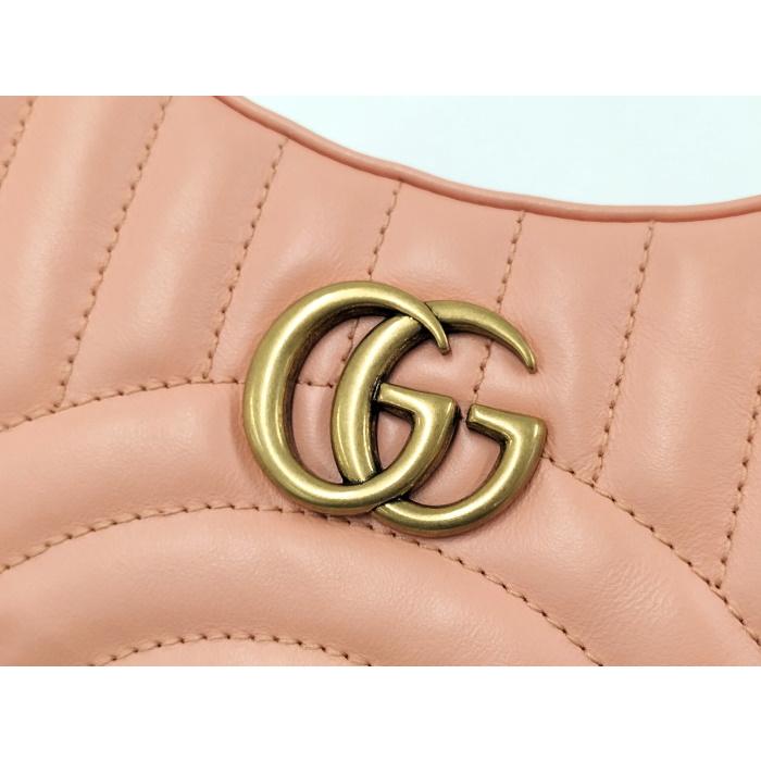 【中古】GUCCI 2WAYハンドバッグ ハーフムーンシェイプ GGマーモント レザー ピンク 699514｜jjcollection2008｜06