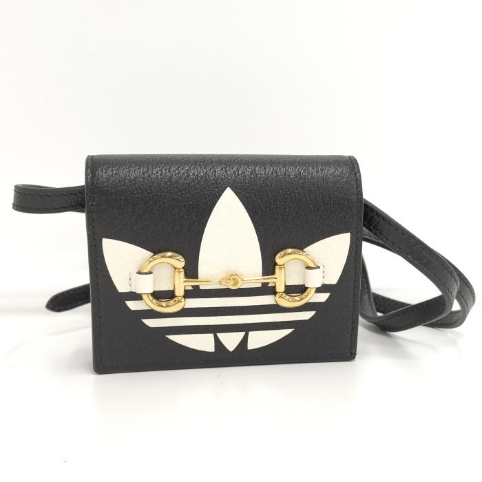 GUCCI adidas コラボ ショルダーウォレット レザー ブラック GUCCI adidas コラボ ショルダーウォレット レザー ブラック