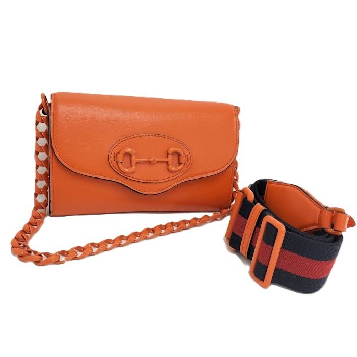 GUCCI ショルダーバッグ ホースビット オレンジ レザー 724713 GUCCI ショルダーバッグ ホースビット オレンジ レザー 724713