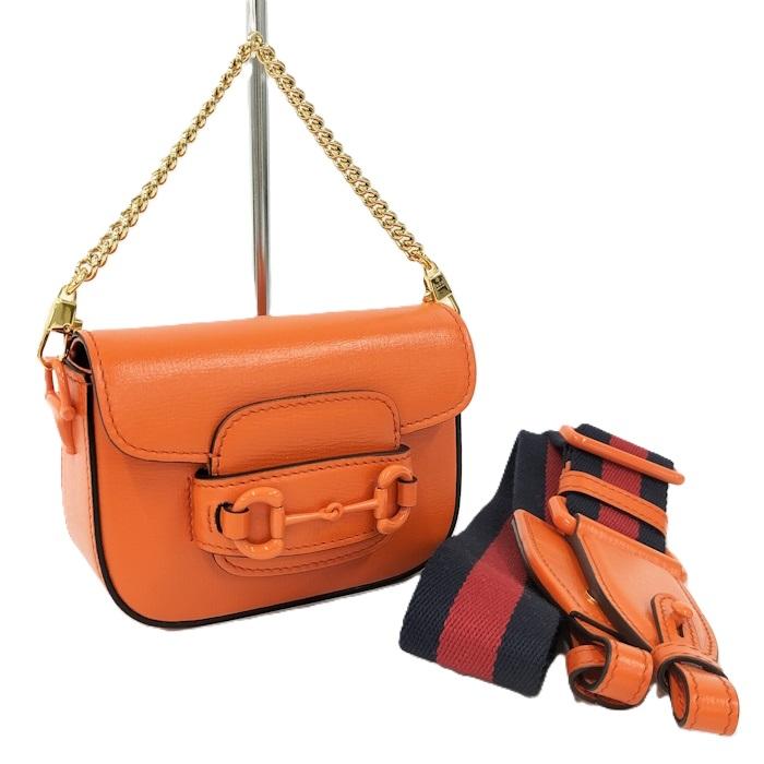 GUCCI ホースビット 1955 2WAYショルダーバッグ レザー オレンジ GUCCI ホースビット 1955 2WAYショルダーバッグ レザー オレンジ