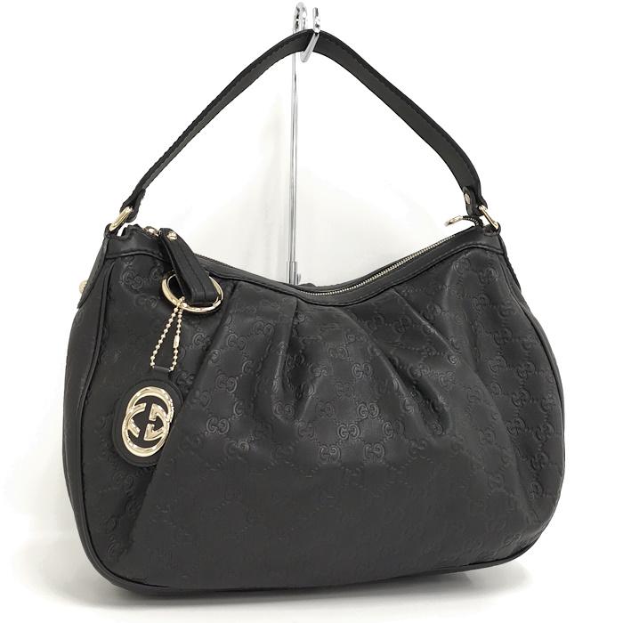 GUCCI グッチシマスーキーショルダーバッグレザーブラック