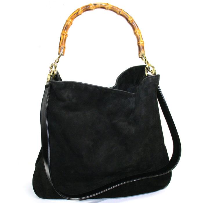 中古】GUCCI 2WAY ショルダーバッグ バンブー ハンドバッグ スエード  