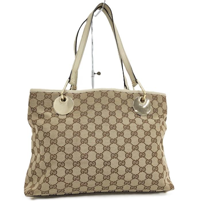 正規　GUCCI グッチ GGキャンバス トートバッグ ベージュ 120837 GUCCI（グッチ） トートバッグ GGキャンバス レザー ベージュ 120837