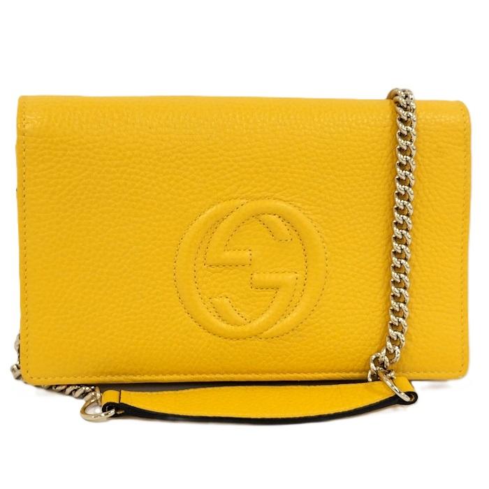 GUCCI イエロー チェーンウォレット GUCCI（グッチ） ソーホー チェーンウォレット レザー インター