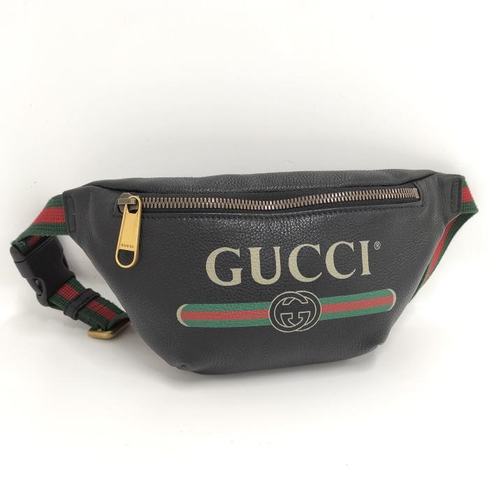 GUCCI 【中古】GUCCI ボディバッグ ロゴプリント シェリーライン 
