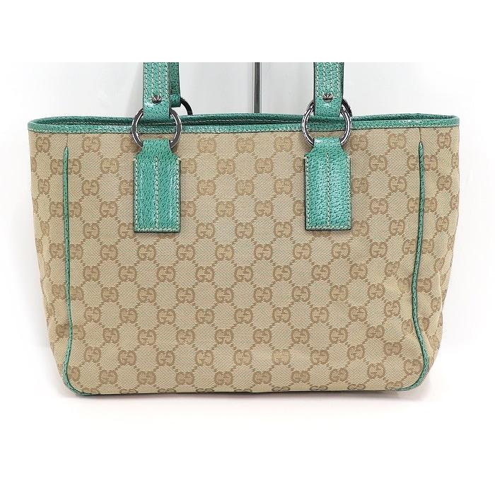 GUCCI 【中古】グッチ トートバッグ GGキャンバス レザー ベージュ 