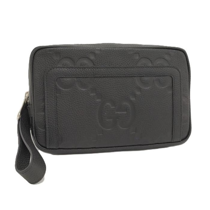 GUCCI（グッチ） クラッチバッグ ジャンボGG レザー ブラック 760224