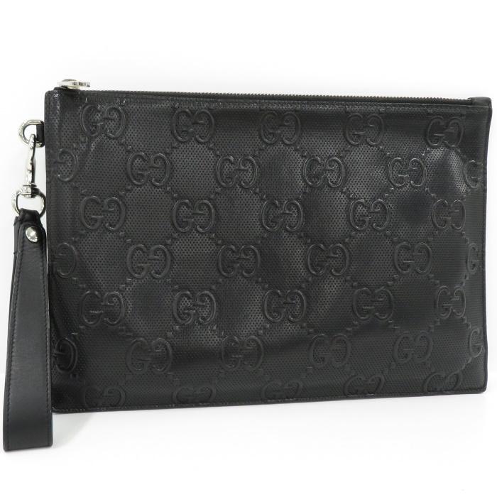GUCCI 【中古】GUCCI クラッチバッグ GGエンボス ブラック 625569 : JJ  
