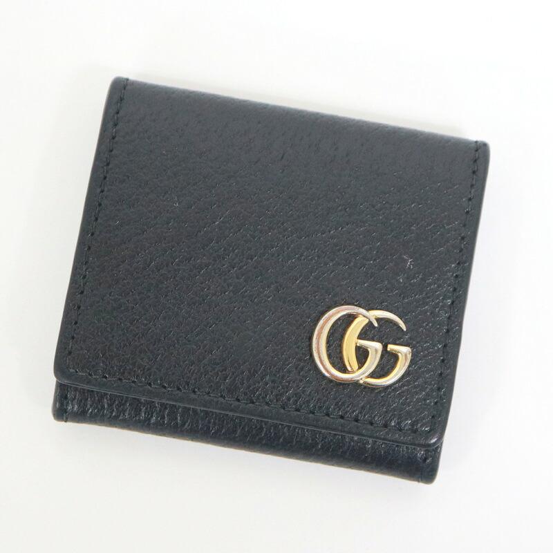 GUCCIグッチ GUCCI グッチ コインケース GGロゴ レザー ブラック×ゴールド金具