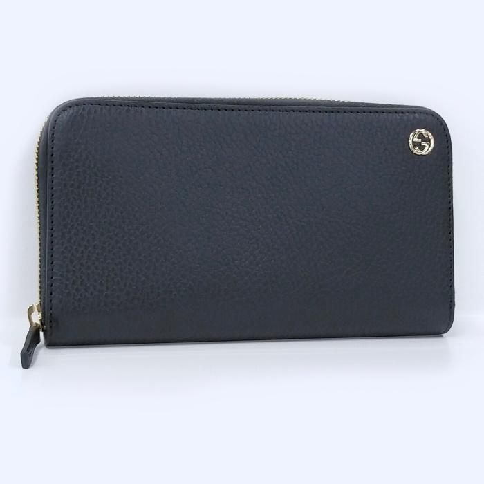 中古】GUCCI ラウンドファスナー長財布 インターロッキングG レザー