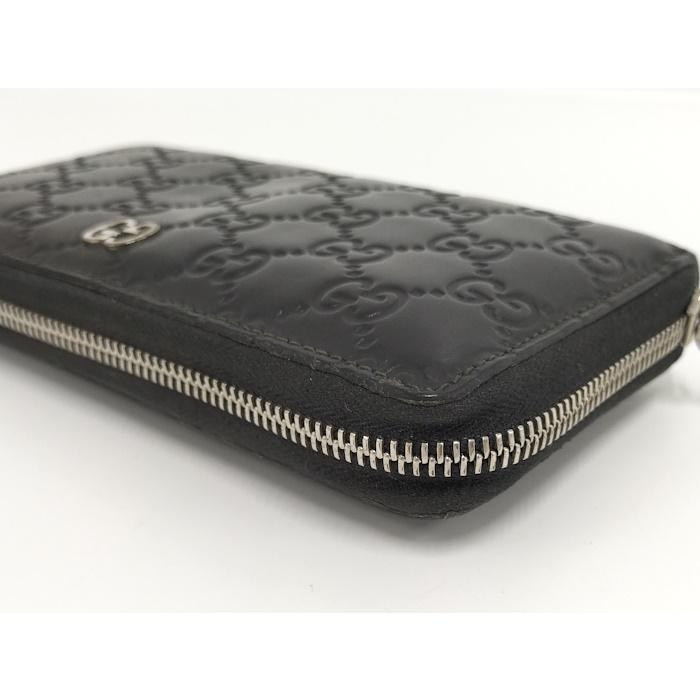 GUCCI ラウンドファスナー長財布 グッチシマレザー ブラック