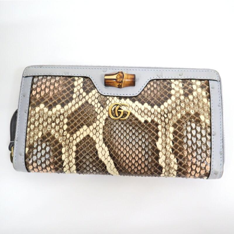 GUCCI グッチ コンチネンタル・ウォレット パイソン×オーストリッチ 