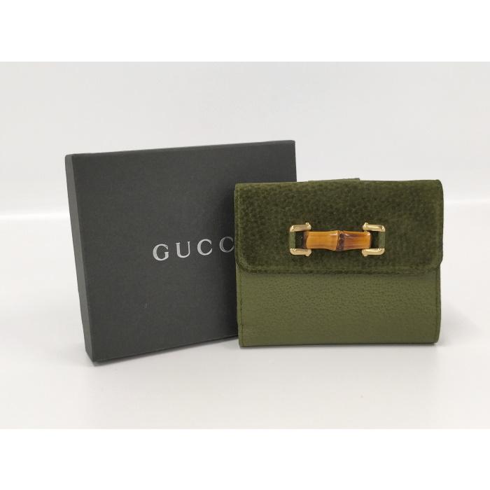 GUCCI　バンブー財布 グッチ 三つ折り財布 バンブー付き ミディアム 658633 レザー