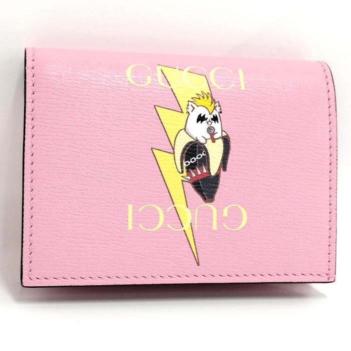 GUCCI ばなにゃピンク二つ折り財布