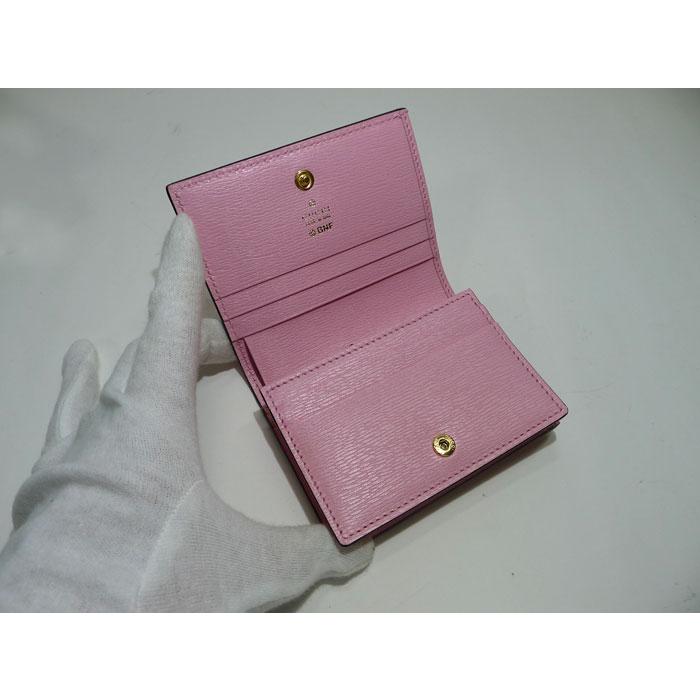 【中古】GUCCI ライトニングボルト ばなにゃ カードケース 二つ折り コンパクト財布 レザー ピンク 701009｜jjcollection2008｜03