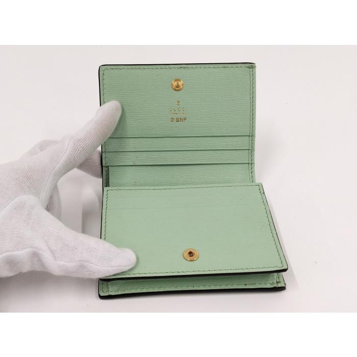 GUCCI 二つ折り 財布 ばなにゃ コラボ 桜餅 レザー グリーン GUCCI 二つ折り 財布 ばなにゃ コラボ 桜餅 レザー グリーン