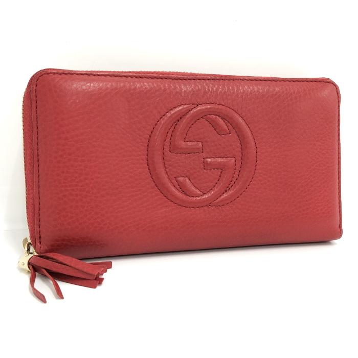 GUCCI　ソーホー　ケース　レザー　ラウンドファスナー　レッド GUCCI ソーホー コインケース レザー ラウンドファスナー