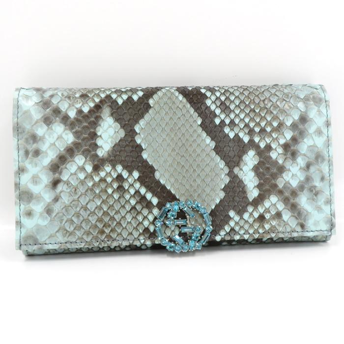GUCCI 【中古】GUCCI 二つ折り長財布 GGスパークリング コンチネンタル  