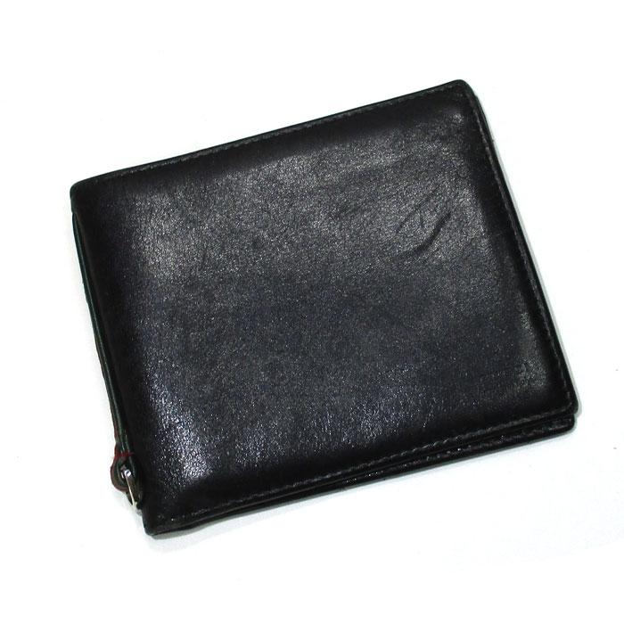 中古】GUCCI 二つ折り 札入れ財布 レザー ブラック ウェブ シェリー 