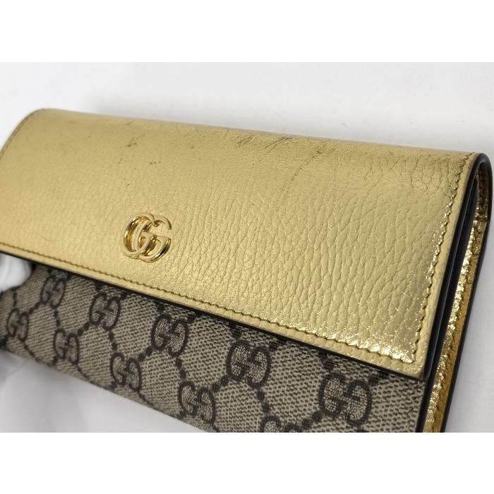 GUCCI 二つ折り 長財布 ダブルG GGスプリーム コンチネンタル GUCCI 二つ折り 長財布 ダブルG GGスプリーム コンチネンタル