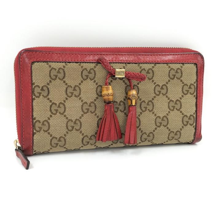 GUCCI 【中古】GUCCI バンブータッセル ジップアラウンドウォレット  