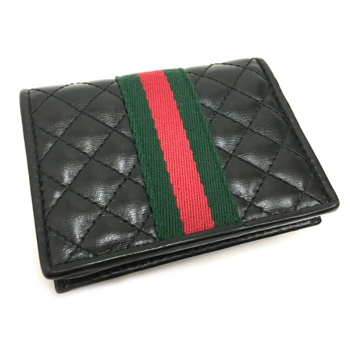 中古】GUCCI 二つ折り財布 GGマーモント キルティング レザー シェリー 