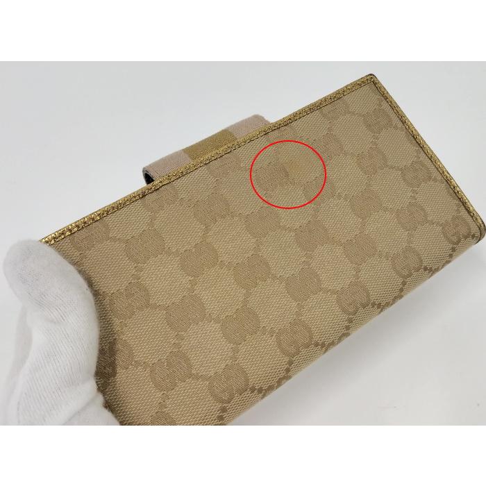 GUCCI GGキャンバス 長財布 ベージュ GUCCI 【中古】GUCCI 二つ折り長財布 GGキャンバス ベージュ