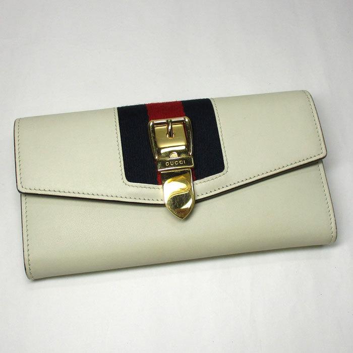 GUCCI 【中古】グッチ 二つ折り 長財布 シルヴィ コンチネンタル