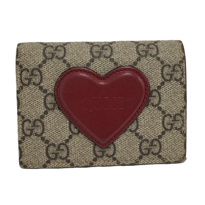 GUCCI カードケース 二つ折り財布 ハートモチーフ GGスプリーム GUCCI カードケース 二つ折り財布 ハートモチーフ GGスプリーム