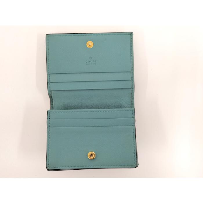 GUCCI 二つ折り コンパクト財布 GGエンボスレザー ブルー系 GUCCI 二つ折り コンパクト財布 GGエンボスレザー ブルー系