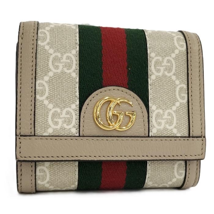 GUCCI オフィディア GGウォレット GGスプリーム 二つ折り財布 ベージュ GUCCI（グッチ） オフィディア GGウォレット GGスプリーム 二つ折り