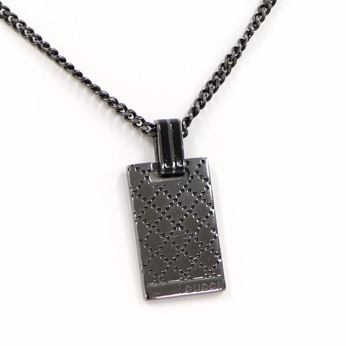 早割クーポン 中古 グッチ ネックレス プレート ペンダント ディアマンティッシマ ガンメタル Sv925 3419 J8410 8131 手数料安い Mtkbrasil Com Br