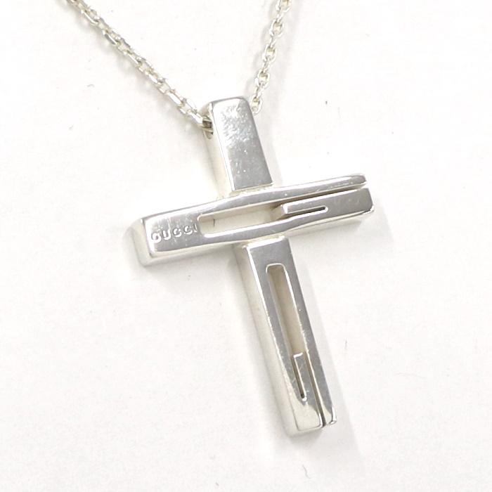 GUCCI 【中古】GUCCI カットアウトG クロス ネックレス SV925