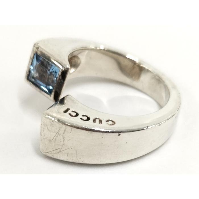 GUCCI 【中古】GUCCI ツイストG リング シルバー ブルートパーズ GUCCI 【中古】GUCCI ツイストG リング シルバー ブルートパーズ