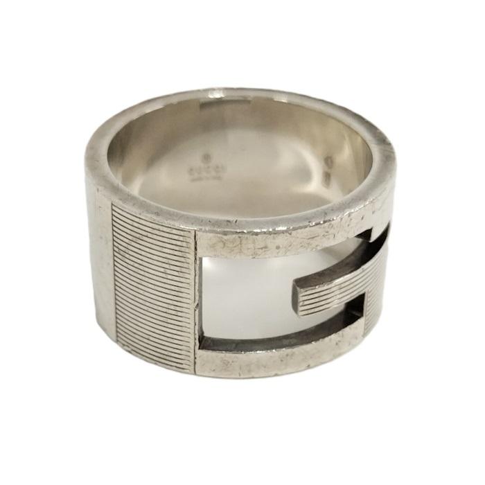 GUCCI ブランテッド Gリング シルバー925 表記20 gロゴ GUCCI ブランテッド Gリング シルバー925 表記20 gロゴ