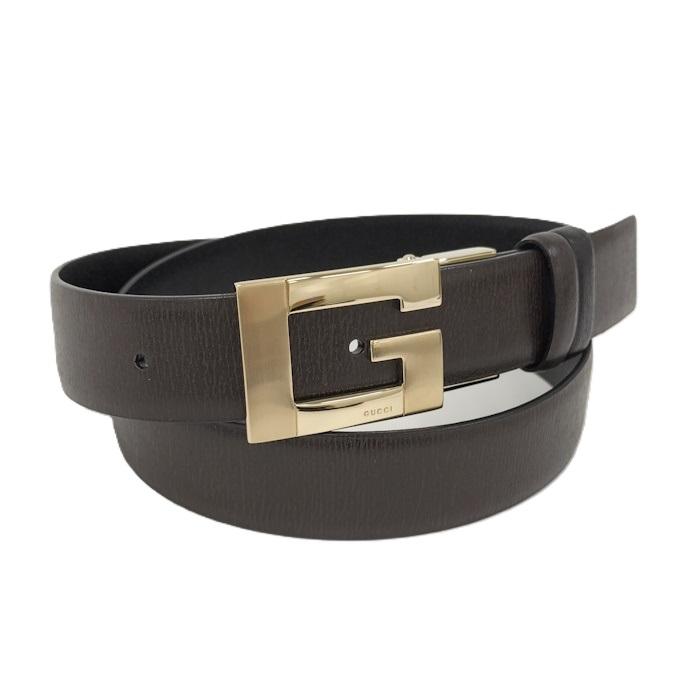 希少 GUCCI レザーベルト Gバックル ブラック カジュアル ビジネス インターロッキングG バックル付き ベルト ・ブラック レザー