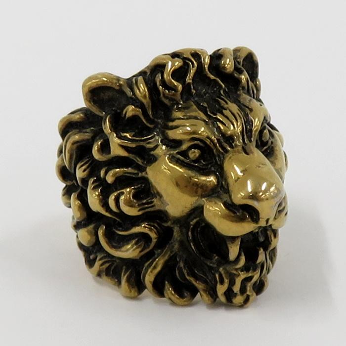 GUCCI 【中古】GUCCI ライオンヘッド リング メッキ ゴールド 398601 